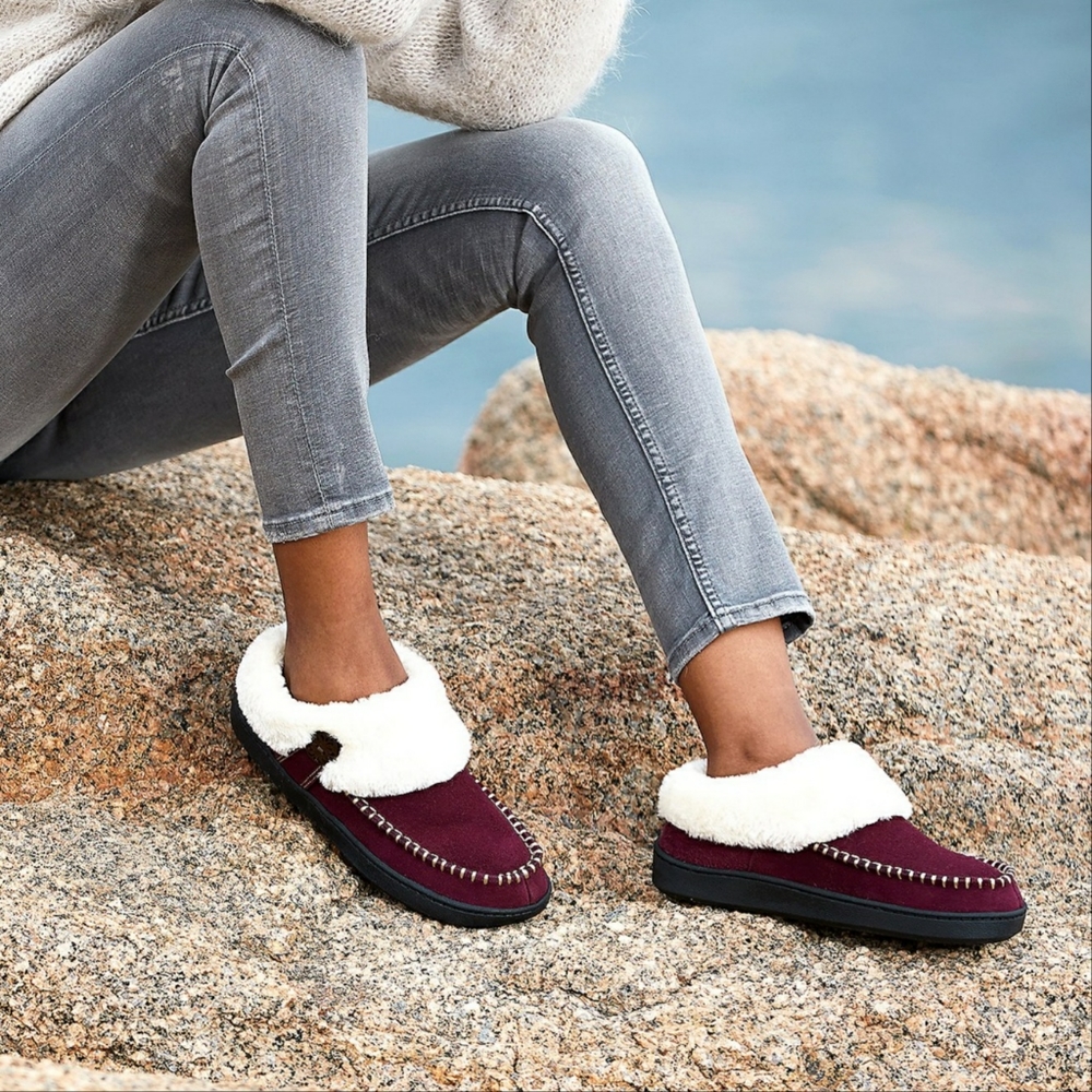 Earth Origins Suede Slipper with Faux Fur